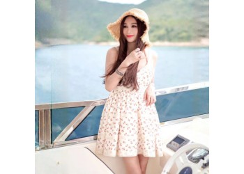 IRENENA女裝溫碧霞自創品牌碎花小清新短裙V領分袖連衣裙